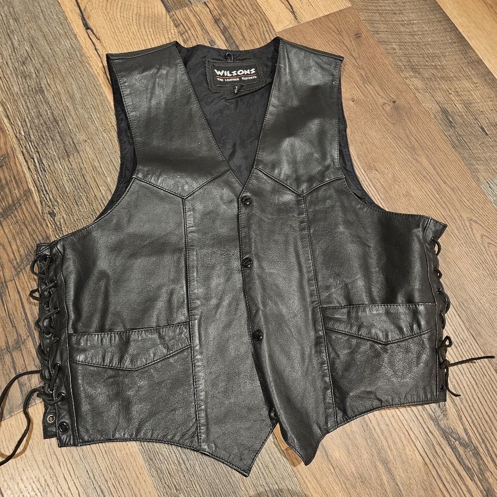 Wilson Black Leather Vest for Men